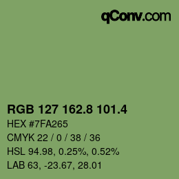カラーコード: RGB 127 162.8 101.4 | qconv.com