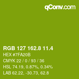 カラーコード: RGB 127 162.8 11.4 | qconv.com
