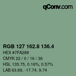 カラーコード: RGB 127 162.8 136.4 | qconv.com
