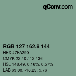 カラーコード: RGB 127 162.8 144 | qconv.com