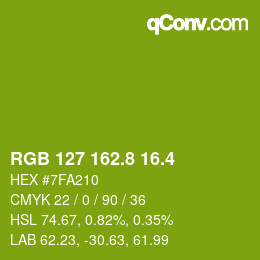 カラーコード: RGB 127 162.8 16.4 | qconv.com