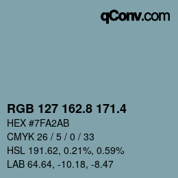 カラーコード: RGB 127 162.8 171.4 | qconv.com