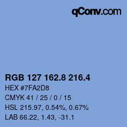カラーコード: RGB 127 162.8 216.4 | qconv.com