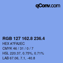 カラーコード: RGB 127 162.8 236.4 | qconv.com