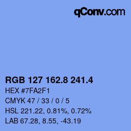 カラーコード: RGB 127 162.8 241.4 | qconv.com