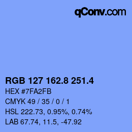 カラーコード: RGB 127 162.8 251.4 | qconv.com