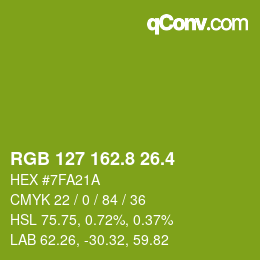 カラーコード: RGB 127 162.8 26.4 | qconv.com