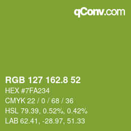 カラーコード: RGB 127 162.8 52 | qconv.com