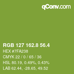 カラーコード: RGB 127 162.8 56.4 | qconv.com
