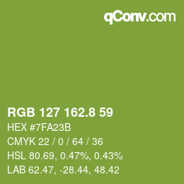 カラーコード: RGB 127 162.8 59 | qconv.com