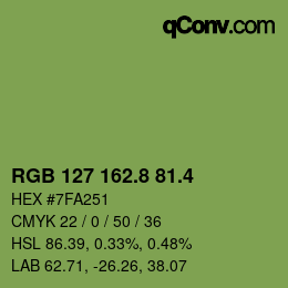 カラーコード: RGB 127 162.8 81.4 | qconv.com