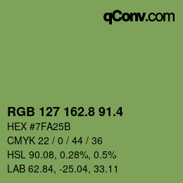 カラーコード: RGB 127 162.8 91.4 | qconv.com
