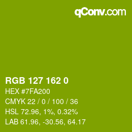 Color code: RGB 127 162 0 | qconv.com