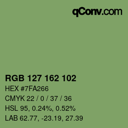 Color code: RGB 127 162 102 | qconv.com