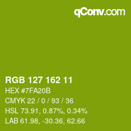 Color code: RGB 127 162 11 | qconv.com