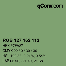 Color code: RGB 127 162 113 | qconv.com