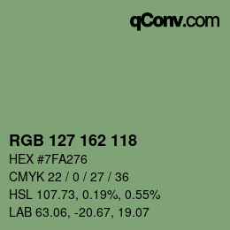 カラーコード: RGB 127 162 118 | qconv.com