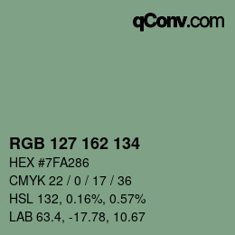 カラーコード: RGB 127 162 134 | qconv.com