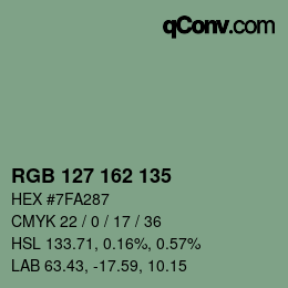 Color code: RGB 127 162 135 | qconv.com
