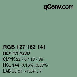 Color code: RGB 127 162 141 | qconv.com