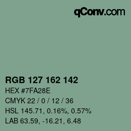 Color code: RGB 127 162 142 | qconv.com