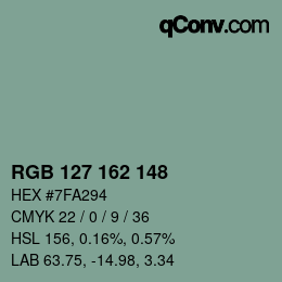 Color code: RGB 127 162 148 | qconv.com