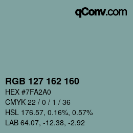 Color code: RGB 127 162 160 | qconv.com