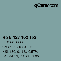 カラーコード: RGB 127 162 162 | qconv.com