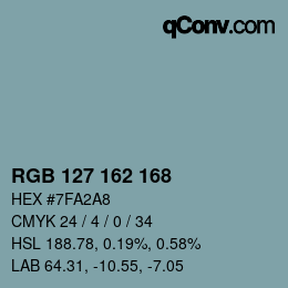 Color code: RGB 127 162 168 | qconv.com