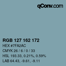 Color code: RGB 127 162 172 | qconv.com