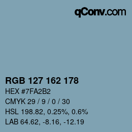 Color code: RGB 127 162 178 | qconv.com