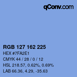 Color code: RGB 127 162 225 | qconv.com