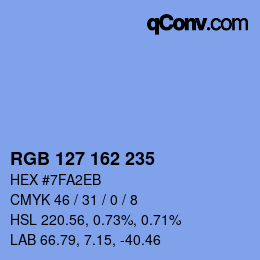Color code: RGB 127 162 235 | qconv.com