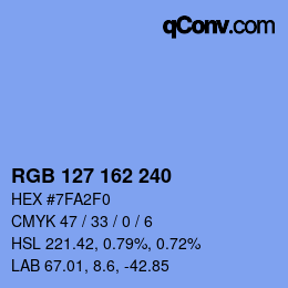 Color code: RGB 127 162 240 | qconv.com