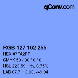 Color code: RGB 127 162 255 | qconv.com