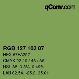 Color code: RGB 127 162 87 | qconv.com