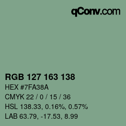 カラーコード: RGB 127 163 138 | qconv.com