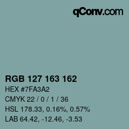 Farbcode: RGB 127 163 162 | qconv.com