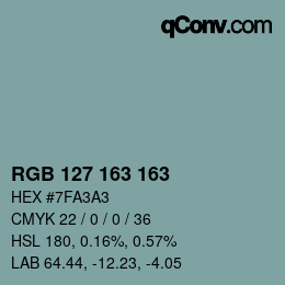 Color code: RGB 127 163 163 | qconv.com