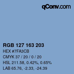 Color code: RGB 127 163 203 | qconv.com