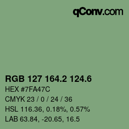 カラーコード: RGB 127 164.2 124.6 | qconv.com