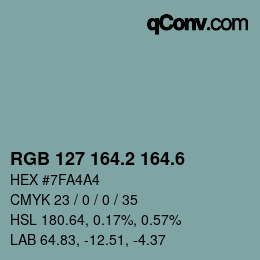 カラーコード: RGB 127 164.2 164.6 | qconv.com