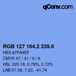 カラーコード: RGB 127 164.2 239.6 | qconv.com