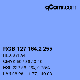 カラーコード: RGB 127 164.2 255 | qconv.com