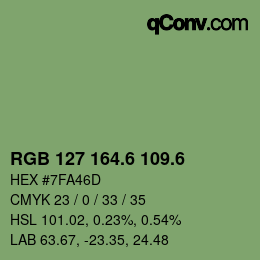 カラーコード: RGB 127 164.6 109.6 | qconv.com