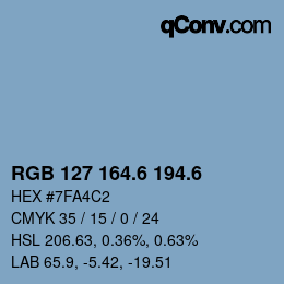 カラーコード: RGB 127 164.6 194.6 | qconv.com