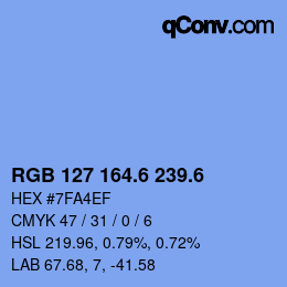 カラーコード: RGB 127 164.6 239.6 | qconv.com