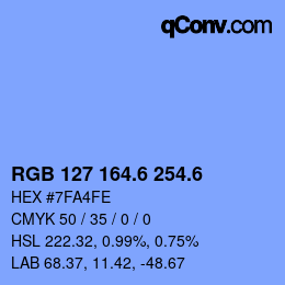 カラーコード: RGB 127 164.6 254.6 | qconv.com