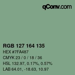 Código de color: RGB 127 164 135 | qconv.com