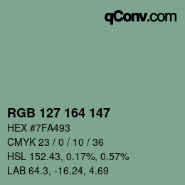 Código de color: RGB 127 164 147 | qconv.com
